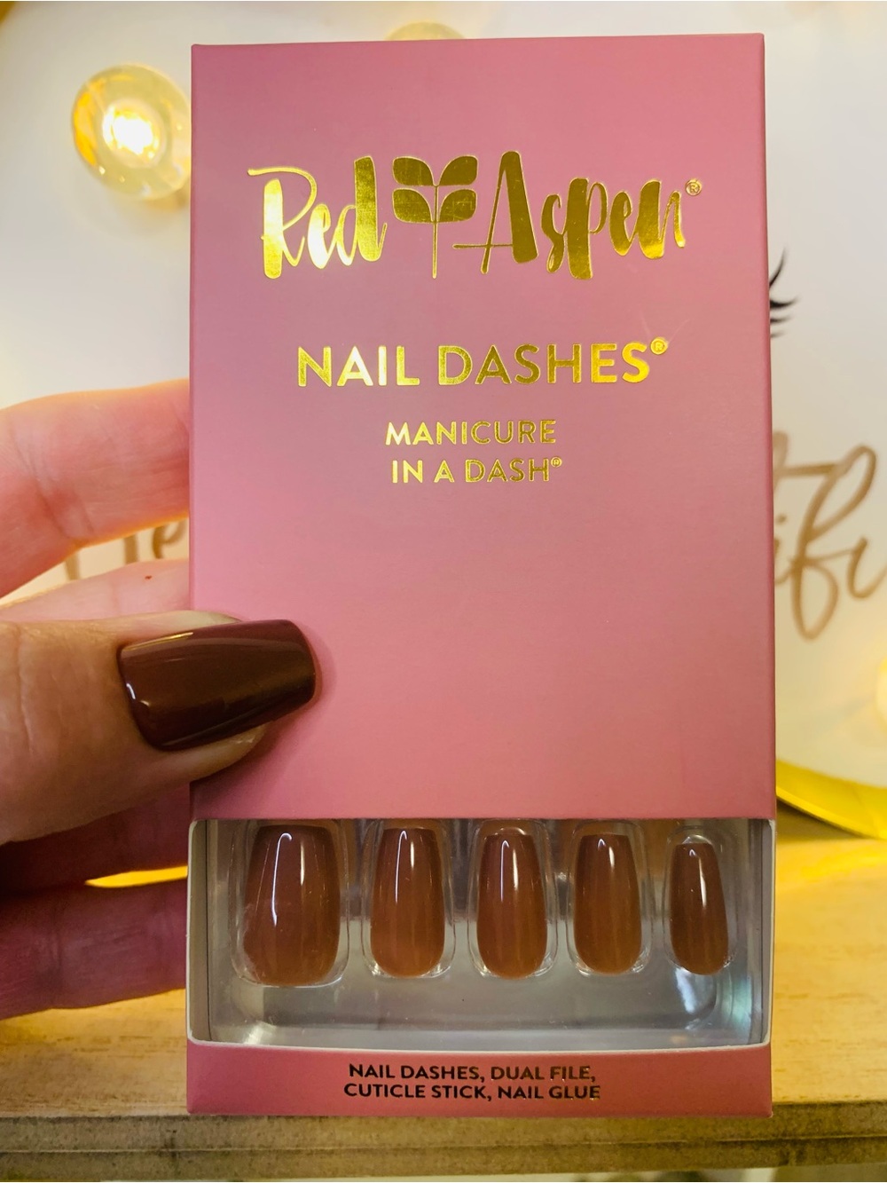 Red Aspen Nail Dashes Press-On Nails in Mauve